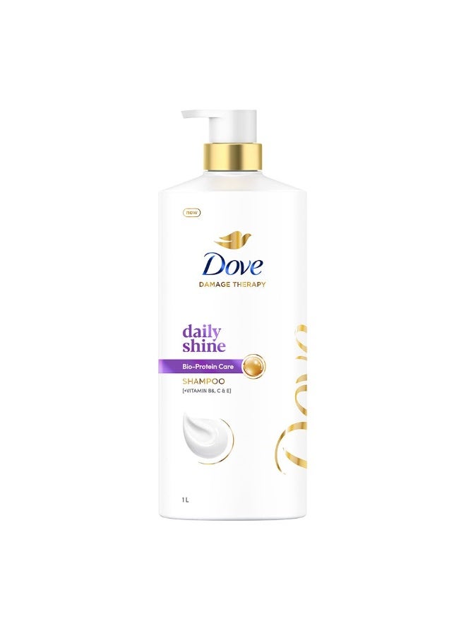 Dove Daily Shine Shampoo 1 L|| For Damaged or Frizzy Hair|| Makes Hair Soft|| Shiny And Smooth - Mild Daily Shampoo for Men & Women - Image 1